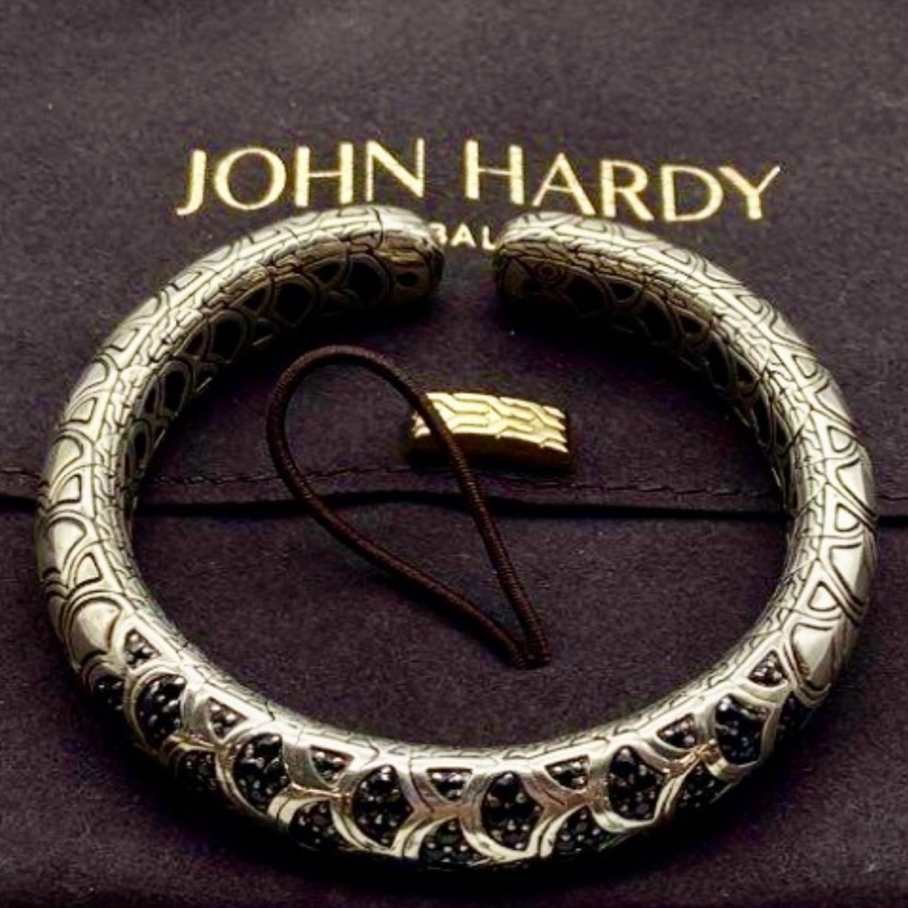 JOHN HARDY 925 Silver Black Sapphire Legends Naga Scale Bracelet 7.5-7.75” #7L